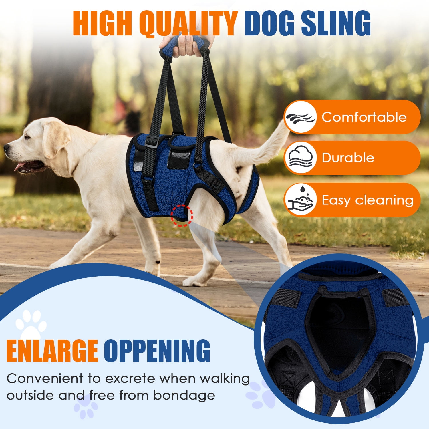 AUTOWT Dog Lift Harness - Hind Leg Support for Medium and Large Dogs, Adjustable Lift Aid for Elderly, Injured, or Arthritic Pets Recovering from Surgery or Mobility Issues
