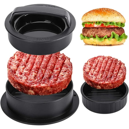 

Happon Hamburger Patty Maker，3 in 1 Non-Stick Meat Beef Veggie Hamburger Patty Mold Essential Tool to Make Patty for Stuffed Burgers Slider BBQ and Cooking