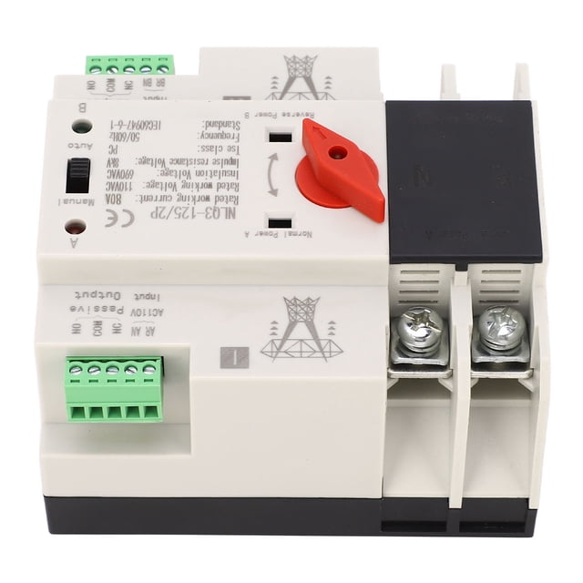 Interruptor de Transferencia Automática de Potencia Dual, Respesta Rápida AC110V 63A Interruptor de Transferencia Automática Buen Conductividad Mini Retardante de la Llama Anti