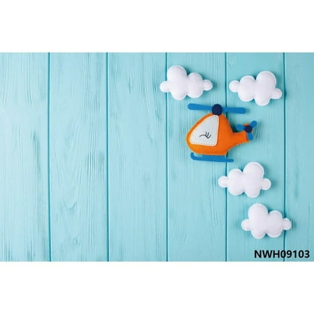Image of Baby Shower Backdrops Blue Pink Wooden Board Clouds Airplane Children Portrait Newborn Photography Backgrounds Photozone