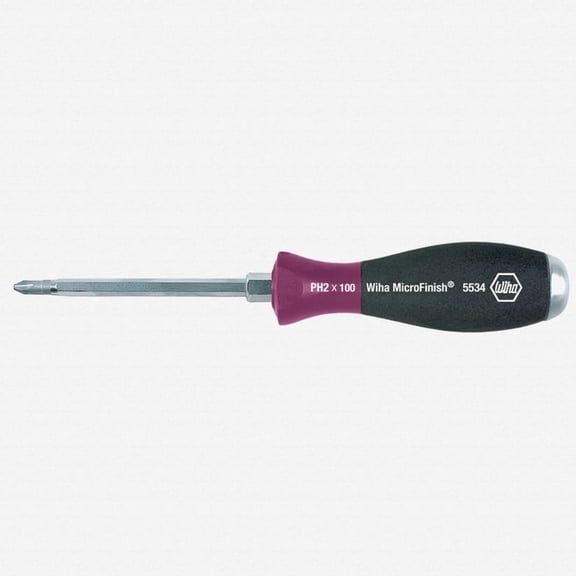 Wiha 53405 #1 x 80mm MicroFinish Extra Heavy Duty Phillips Screwdriver