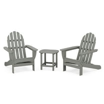 POLYWOOD Classic Adirondack 3-Piece Set with South Beach 18" Side Table in Slate Grey