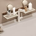 thumbnail image 4 of Walnut Bathroom Kitchen Suction Cup Shelf, Wall Mounted No Drilling Wooden Storage Shelf Basket, Removable Shower Suction Shelfs, Floating Organizer for Toiletries(White,15.74x4.72x1.57"), 4 of 8