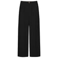thumbnail image 6 of Miluxas Women's Cotton High Waist Wide Leg Pants Business Casual Button Trousers with Pockets Long Straight Suit Pants Black, 6 of 7