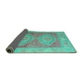 thumbnail image 2 of Ahgly Company Indoor Round Oriental Turquoise Blue Modern Area Rugs, 6' Round, 2 of 4