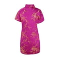 thumbnail image 4 of Otqutp Chinese Traditional Clothes for Toddler Big Kids Short Sleeve Stand Up Collar Floral Print Chinese New Year's Gown Holiday Dresses (Hot Pink-a,4-5 Years), 4 of 9