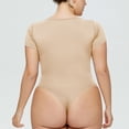 thumbnail image 3 of Eternatastic Women's Short Sleeve Tummy Control Bodysuits Sexy One Piece Square Neck Bodysuits, 3 of 7