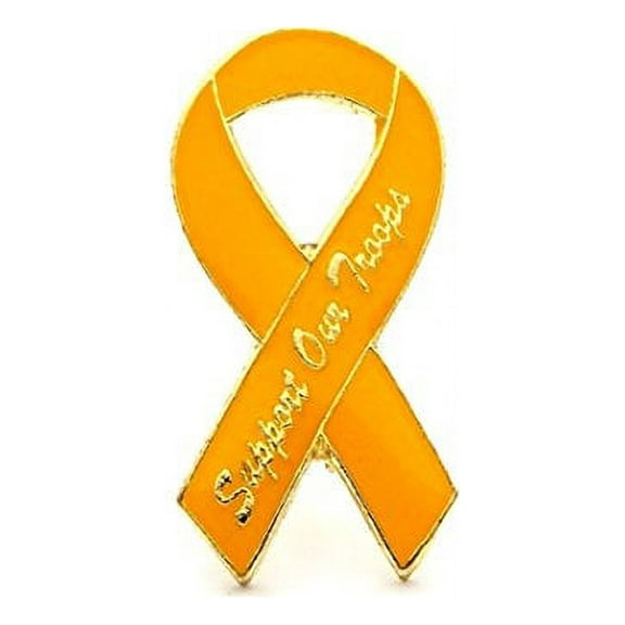 Yellow Ribbon Support Our Troops Gold Letters Patriotic Lapel Hat Pin PPM592