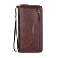 thumbnail image 1 of Mens Long Wallet with External Card Slots Mens Clutch Bag in Soft Leather, 1 of 8