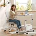 thumbnail image 5 of edx Height Adjustable Desk Standing Desk Small Desk for Small Spaces, Mobile Rolling Computer Desk on Wheels, Portable Desks Study Table for Home Office,White, 5 of 7