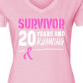 thumbnail image 4 of Inktastic Breast Cancer Survivor 20 Years and Running with Pink Ribbon Women's V-Neck T-Shirt, 4 of 5