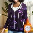 thumbnail image 4 of Womens Coats Plus Size Hooded Pocket Zipper Print Long Sleeve Sweatshirt Coat Outerwear,Tops for Women, 4 of 6