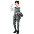 thumbnail image 1 of WEIYLL Ensembles Garçons Tenues Smoking Coupe Ajustée Formel Mariage Fête Réjouissance Brillant 4 Pcs Pantalon Veste Complets Verts 5-6 Ans, 1 of 4