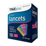 True Plus Sterile Lancets 33 Gauge, Universal Fit Curve Grip, 100ct, 2-Pack