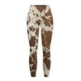 thumbnail image 5 of Renewold Brown Beige Cow Print Pocket Yoga Pants for Women Active Yoga Leggings Butt Lifting Elastic Essential Leggings Lightweight Sportswear Running Tights Ankle Pants, M, 5 of 8