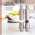 thumbnail image 4 of Click n’ Spice Salt and Pepper Grinder Set, Spice Grinders, Salt and Pepper Mill, Shaker, Thumb Press, Stainless Steel, 2 Pack, 4 of 7