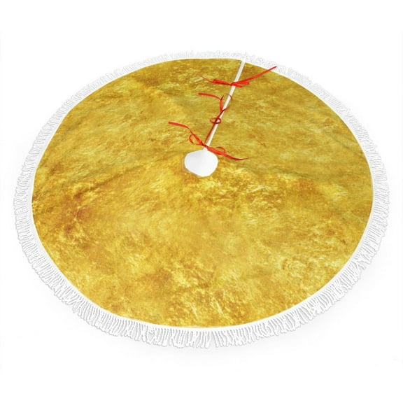 Christmas Tree Skirt Gold Texture Glitter Xmas Tree Skirt with Tassels Christmas Holiday Decoration 48"