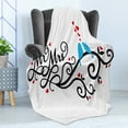 thumbnail image 4 of Wedding Soft Flannel Fleece Throw Blanket, Mr. and Mrs. Swirled Branches Hearts Love Birds Happiness Simplistic Design, Cozy Plush for Indoor and Outdoor Use, 70" x 90", Red Blue Black, by Ambesonne, 4 of 5