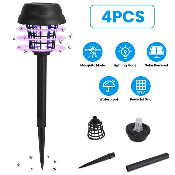 Imountek 4Pcs Solar Bug Zapper Outdoor Insect Killer Torch with UV Light White Light for Yard Garden Farm Patio