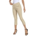 thumbnail image 5 of HDE Women's Pull On Capri 21" Inseam Cropped Pants with Pockets Khaki M, 5 of 6