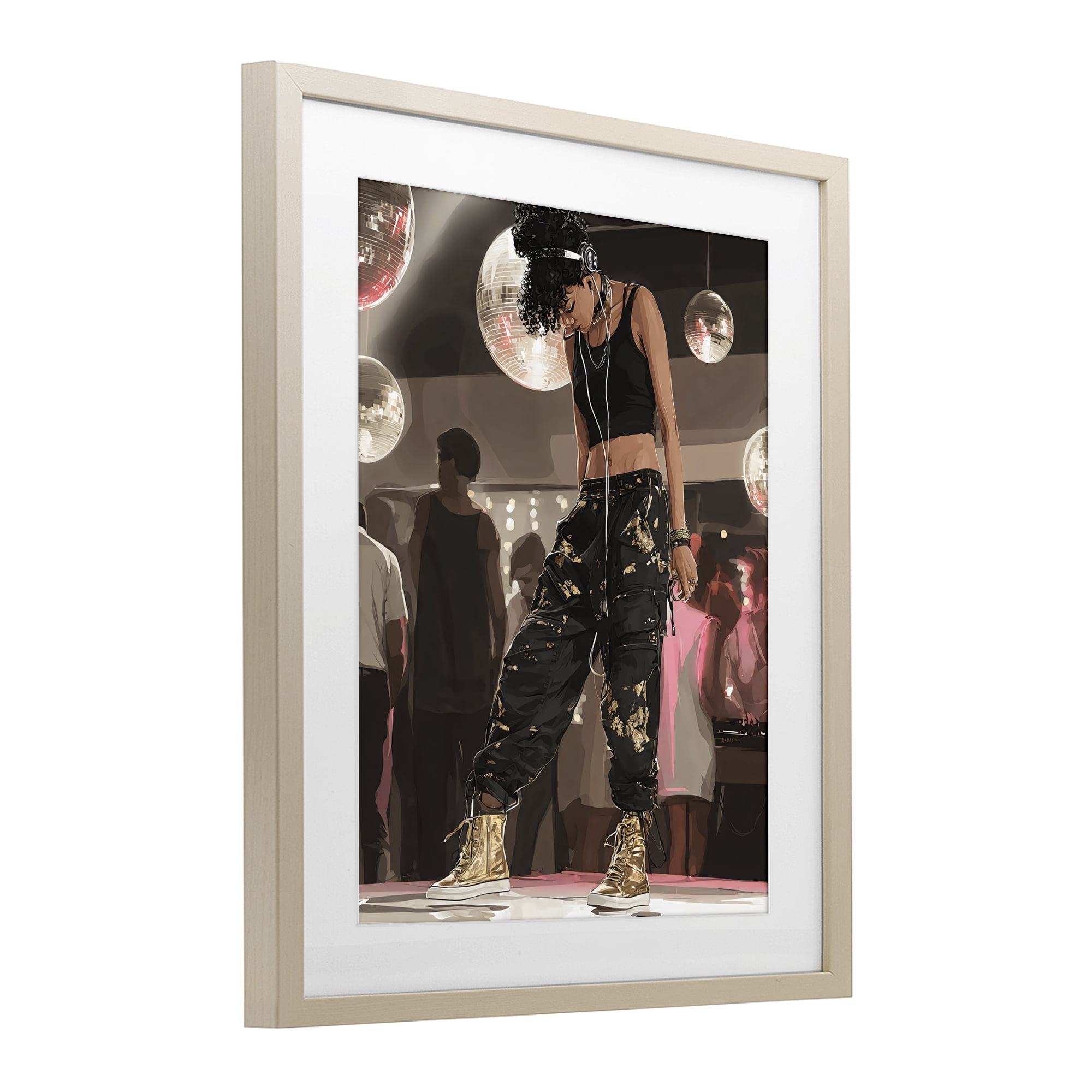 Stupell Industries Silent Disco Lone Dancer Birch Framed Print Under Glass, design by Franklyn Gregory