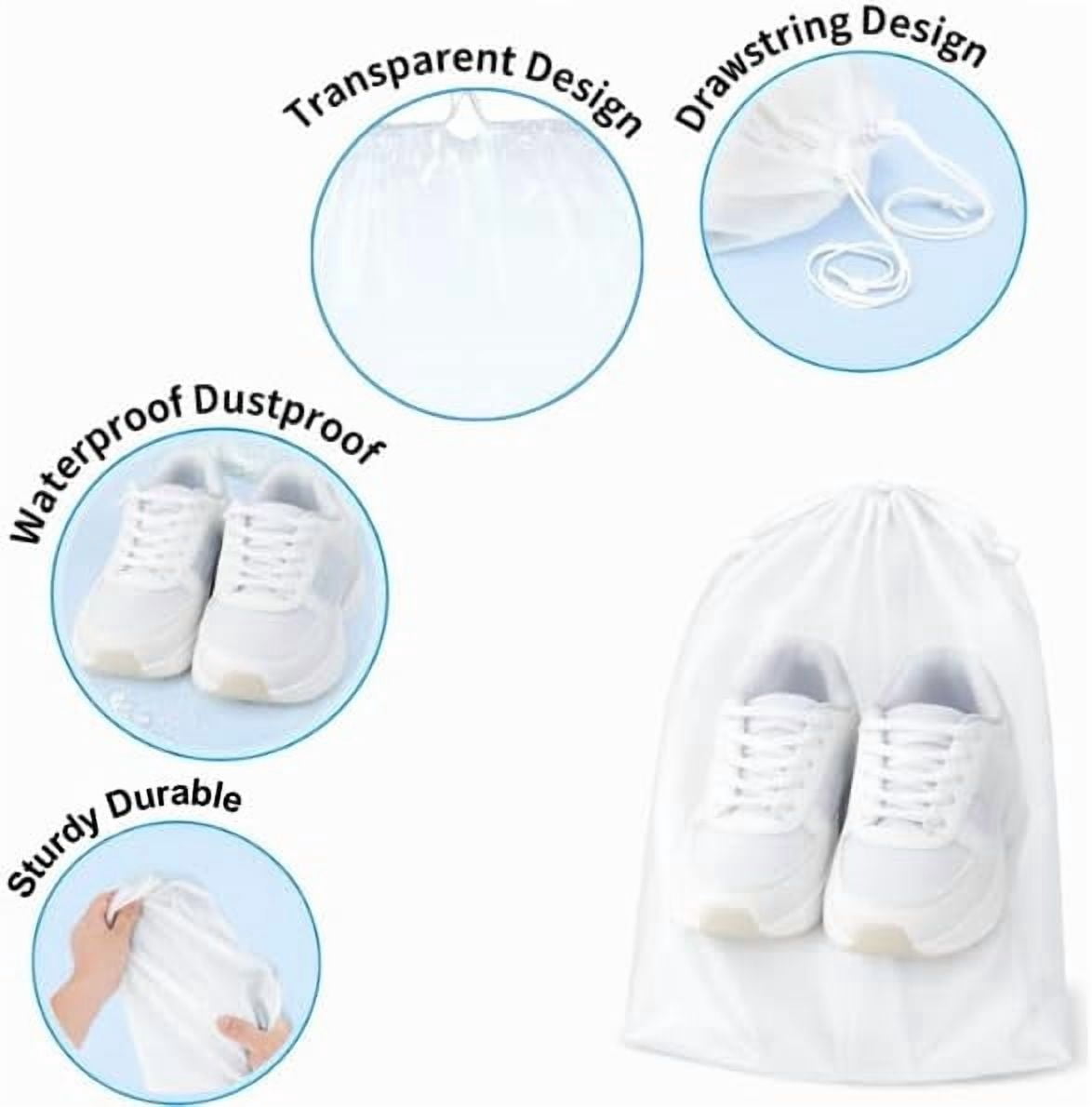 InfinitePack Large Transparent Shoe Bags for Travel, Portable Shoe Bags, Shoes Pouch Storage Organizer with Drawstring for Men & Women aClear Window Shoes Pouch with Rope