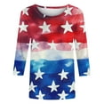 thumbnail image 4 of Womens 4th of July 3/4 Length Sleeve Tops Casual Crew Neck Tunic T-Shirts Funny Graphic Tees American Flag Stars Stripes Shirts Summer Tops Independence Day Patriotic Tees Loose Comfy Blouses, 4 of 5