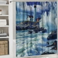 thumbnail image 6 of Orinice  Blue Ocean Shower Curtain Lighthouse Nautical Coastal Scenic Nature Rock Theme White Bathroom Decor Set Machine Washable Waterproof Fabric 60x72, 6 of 7