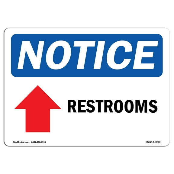 OSHA Notice Signs - Restrooms [Up Arrow] Sign With Symbol | Decal | Protect Your Business, Construction Site, Warehouse |  Made in the USA