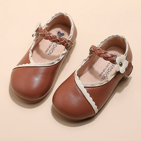 

Dpityserensio Spring Summmer Girl s Shoes Cute Bow Performance Soft Soles Fashionable Children s Single Shoes Coffee 9.5(25)