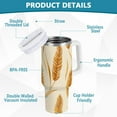 thumbnail image 2 of Yayeee 30oz Stainless Steel Tumbler with Straw and Handle Double-Wall Insulated Travel Water Bottle, Wheat Ears Pattern, 2 of 8