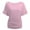 Pink, variant on Womens Short Sleeve Boat Neck Side Shirring Dolman Drape Top