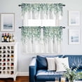 thumbnail image 2 of Teal Eucalyptus Leaves Kitchen Curtains Sets for Windows 36 Inch Length, Spring Floral Summer Botanical Rod Pocket Window Treatments Tier Curtains and Valances Set for Bedroom/Bathroom, 2 of 8