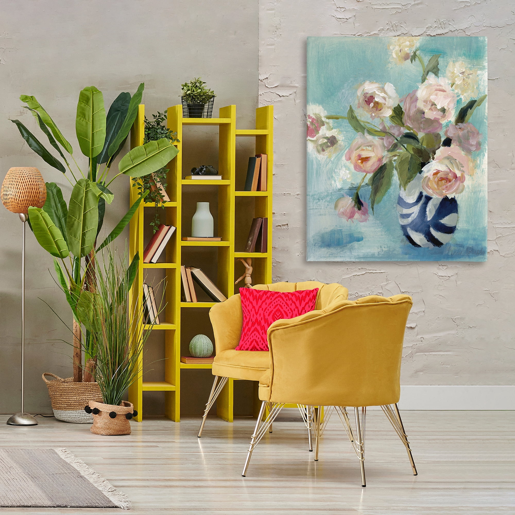 Stupell Industries Carefree Rose Blooms Botanical & Floral Painting Gallery Wrapped Canvas Art Print Wall Art, 36 x 48