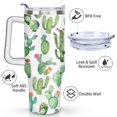 thumbnail image 3 of 40oz Watercolor Cactus Succulents Stainless Steel Flip Straw Tumbler Spill Proof Travel Cup Double Wall Vacuum Insulated Coffee Mug with Top Handle, 3 of 6