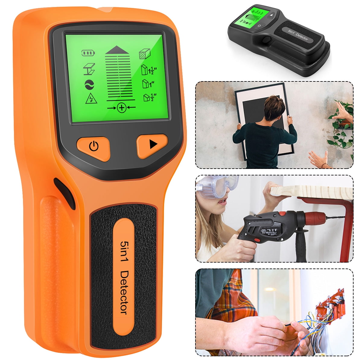 SUNTUTUFY Stud Finder Wall Scanner - 5 in 1 Electronic Stud Detector with Upgraded Smart Sensor, Audio Alarm and HD LCD Display for The C