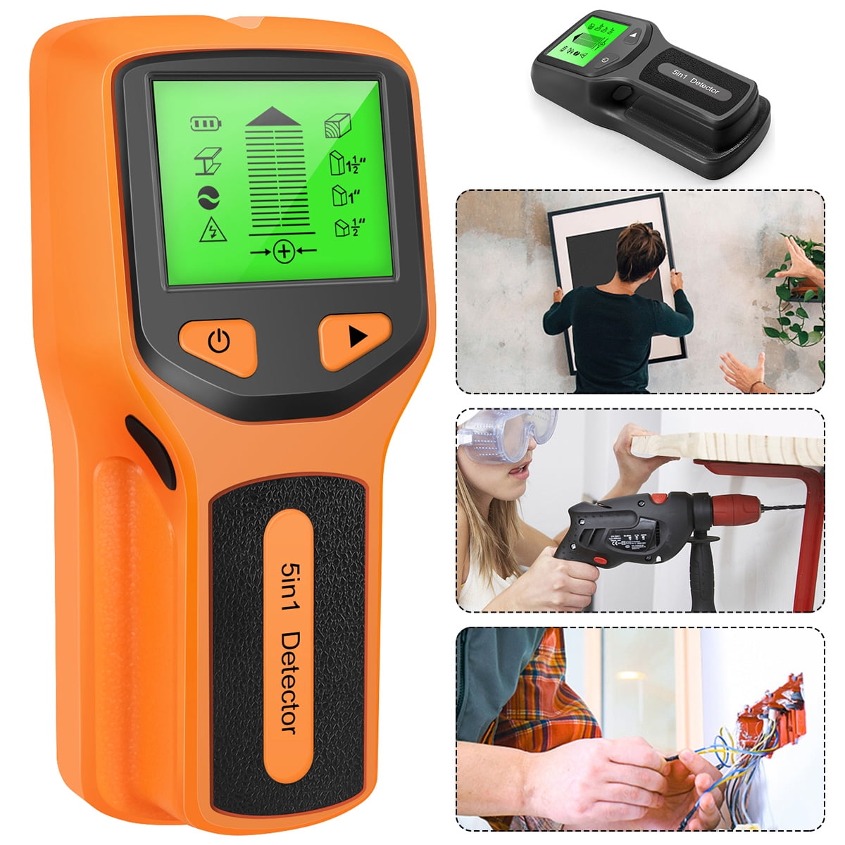 GUSTVE 5 in 1 Studs Finder Electric Wall Scanner Metal Wood AC Voltage