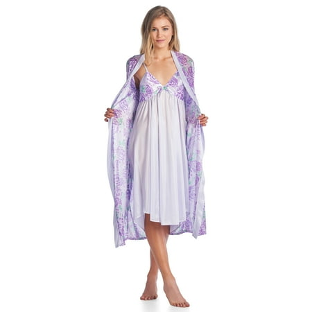 

Casual Nights Women s Satin 2 Piece Robe and Nightgown Set