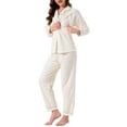 thumbnail image 4 of INSPIRE CHIC Womens Nursing Postpartum Sleepwear Breastfeeding Button Down Loungewear Maternity Pajama Sets S Apricot, 4 of 6