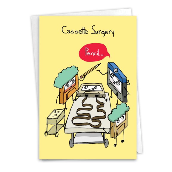NobleWorks, Funny Surgery Recovery Greeting Card with 5 x 7 Inch Envelope (1 Card) Cassette Surgery C10822SUG SF1