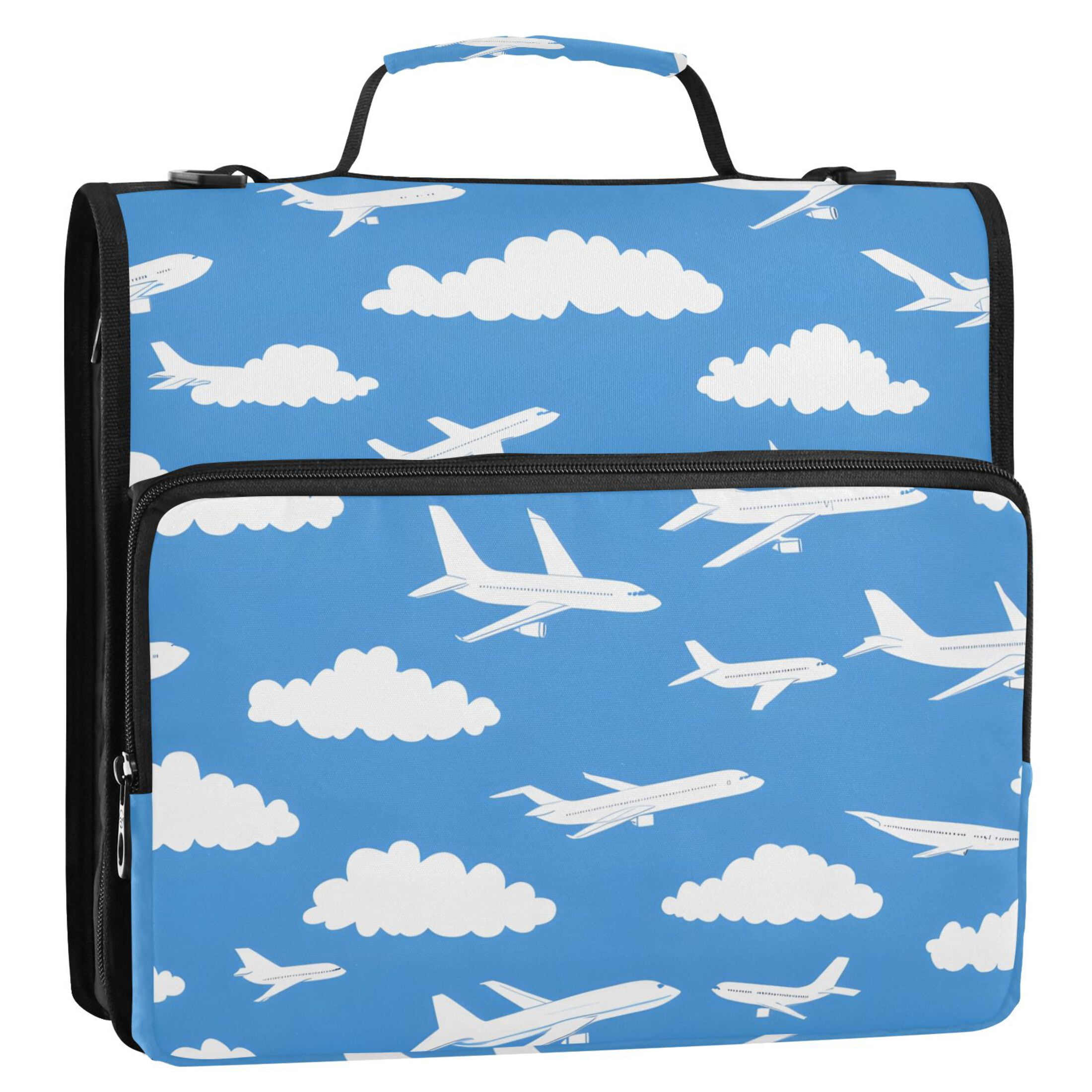ALAZA Zipper Binder Clouds Airplane 3 Ring Trapper Keeper File Folder Organizer Bag
