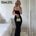 thumbnail image 2 of Vestido de tirantes negro para mujer, vestido ajustado sexy sin mangas, vestido de fiesta, vestido informal ajustado para casa, 2 of 5