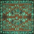 thumbnail image 1 of Ahgly Company Indoor Square Animal Turquoise Blue Traditional Area Rugs, 6' Square, 1 of 4