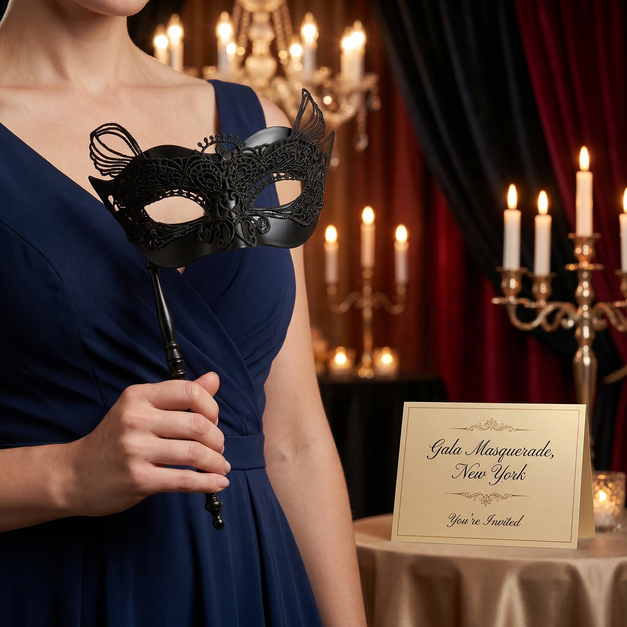 Unique Bargains Handheld Masquerade Mask with Stick Molded Venetian Plastic Eye Mask Black Cat Head 12.2" x 7.1"