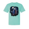 thumbnail image 1 of Wild Bobby, American Flag Howling Wolf, Animal Lover, Garment-Dyed Washed Look Short Sleeve T-Shirt, Mint, Large, 1 of 3