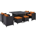thumbnail image 2 of Modway Inverse 9 Piece Outdoor Patio Dining Set in Espresso Orange, 2 of 4