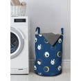 thumbnail image 3 of Childish Laundry Bag, Bunny Polar Bear Penguin Inside Full Crescent Moon New Year Themed, Basket with Handles Drawstring Closure for Laundromats, 13" x 19", Night Blue and Pale Coffee, by Ambesonne, 3 of 4