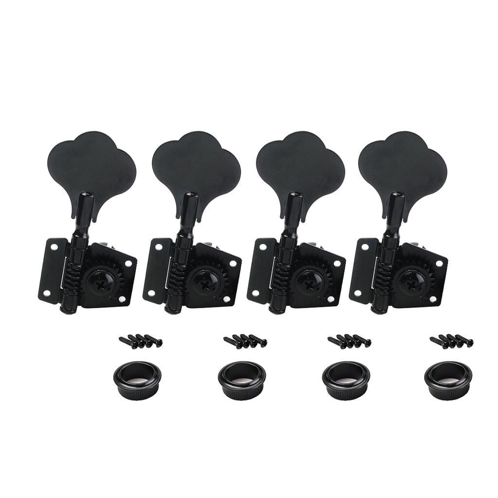 LeeQinersw Metal 4R Machine Head Tuner Tuning Pegs + Guitar Bridge Set for Bass Guitar