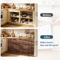 thumbnail image 4 of Retro Wood Grain Sink Skirt 11"W x 13"L,Dustproof Under Sink Curtain Skirt for Bathroom Kitchen,Rustic Farmhouse Wooden Board Brown Adhesive Short Curtain Vanity Cover for Laundry Closet Shoe Rack, 4 of 8