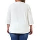 thumbnail image 3 of Blusas de Pascua para Mujeres de Talla Grande Agnes Orinda, Blusa de Encaje de Manga 3/4 para Mujeres Curvy, Camiseta Casual Flowy 1X Blanca, 3 of 6